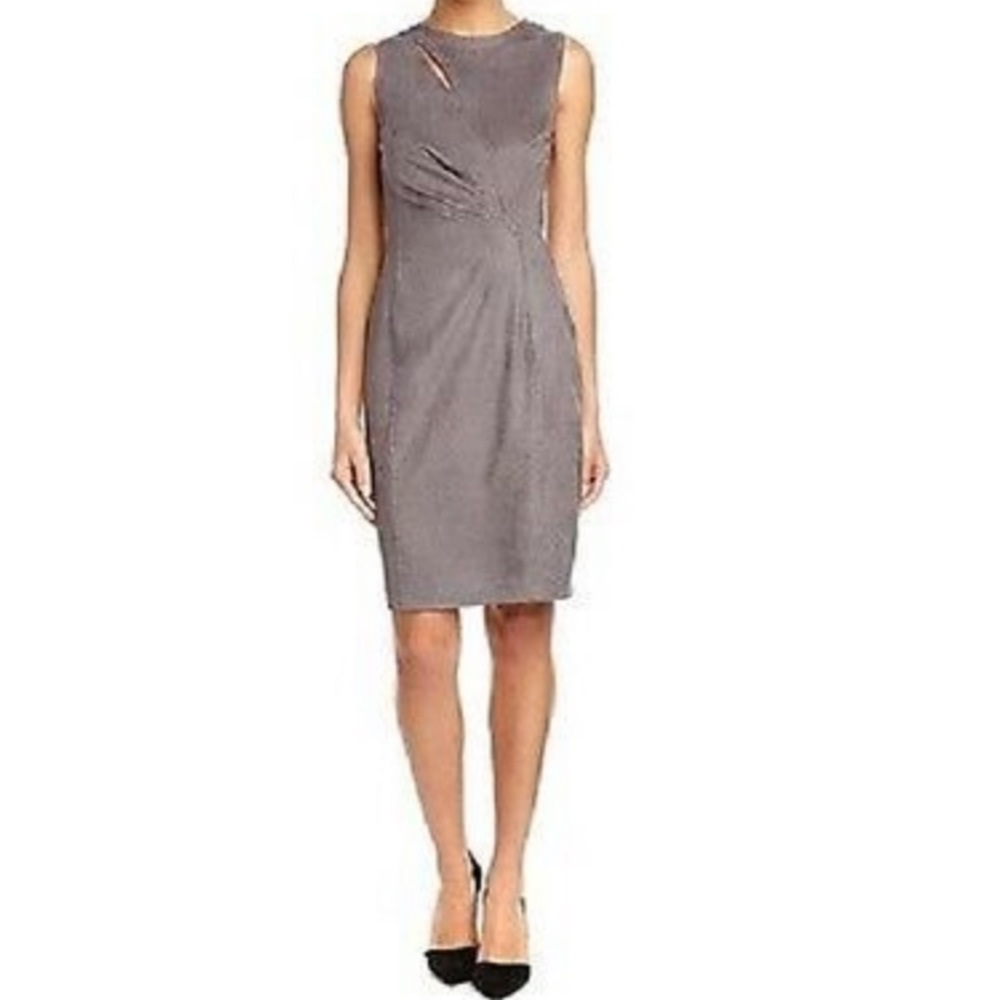Ellie Tahari Faux Suede Grey Dress. Size 0.